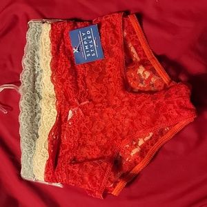 3 Pack Simply Styled Medium Lace Midi Panties Red Grey Beige New